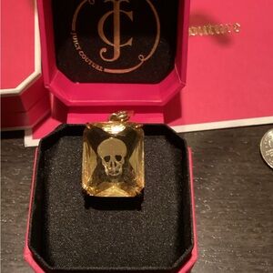 Y2K Juicy Couture Large emerald shape crystal jewel with skull charm RARE